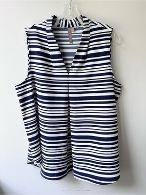 Brina & Em black & white striped sleeveless blouse